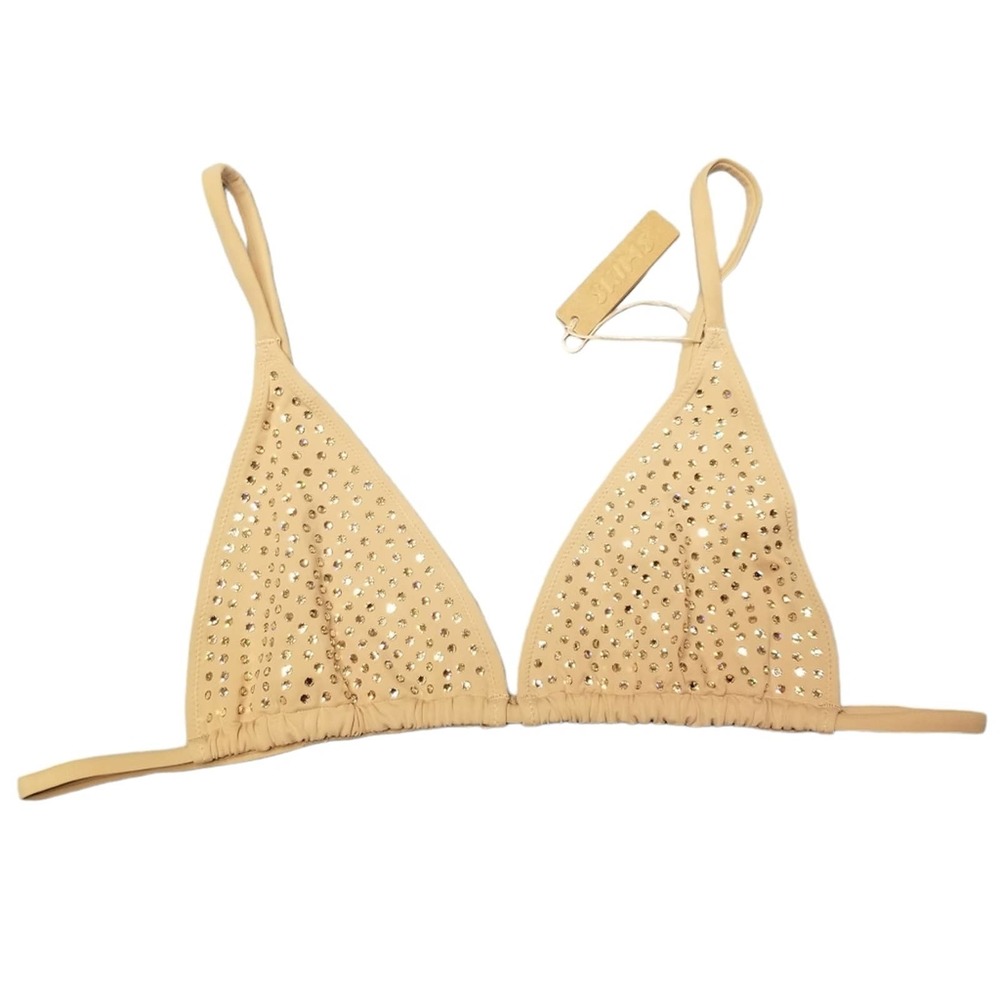Skims Sparkle Jersey Swarovski Crystal Mini Triangle Bra Clay 4X NWT - Picture 5 of 8